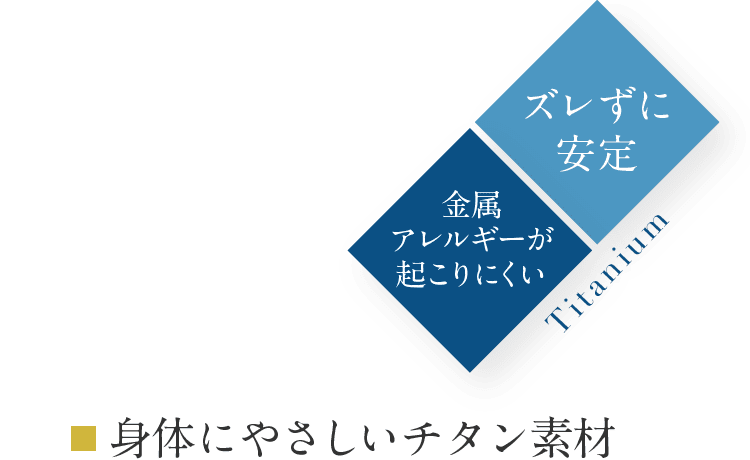 ズレずに安定 金属アレルギーが起こりにくい 身体にやさしいチタン素材